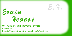 ervin hevesi business card
